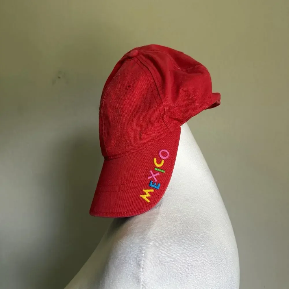 Disney Parks Red The Three Caballeros Donald Duck Floral Embroidered Ball Cap OS
